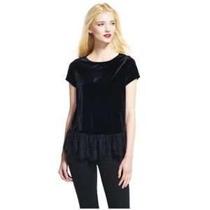 Adrianna Papell black lace trim shirt